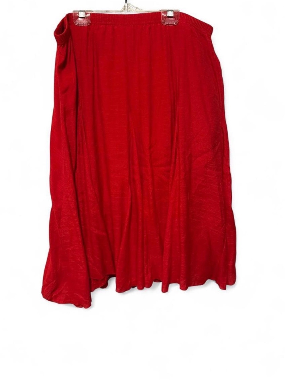 Westport Red Crinkle Midi Skirt Elastic Waist Flowy Boho Casual xl